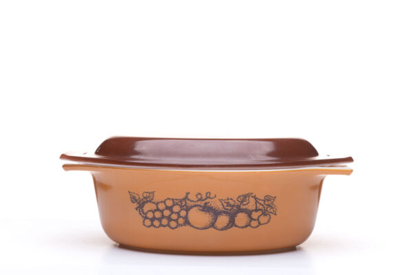 Old-Pyrex Orchard-Brown-Fruit-Pattern-set-of-3