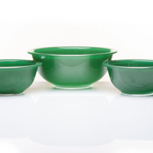 Pyrex Primary Green Mixing Bowls with clear bottoms
